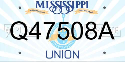 Q47508A Mississippi License Plate