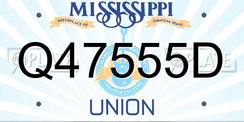 Q47555D Mississippi License Plate