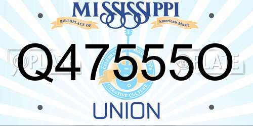 Q47555O Mississippi License Plate