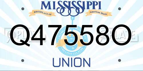 Q47558O Mississippi License Plate