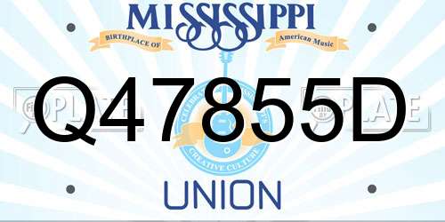 Q47855D Mississippi License Plate