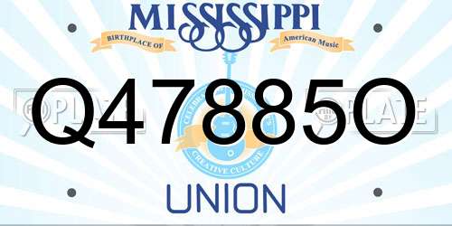 Q47885O Mississippi License Plate