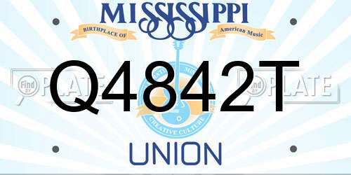 Q4842T Mississippi License Plate