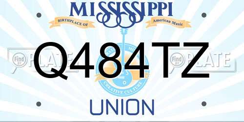 Q484TZ Mississippi License Plate