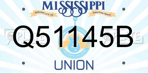 Q51145B Mississippi License Plate