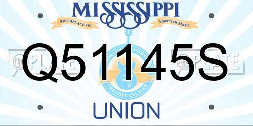 Q51145S Mississippi License Plate