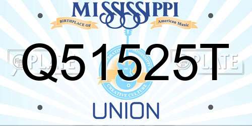 Q51525T Mississippi License Plate
