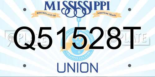 Q51528T Mississippi License Plate