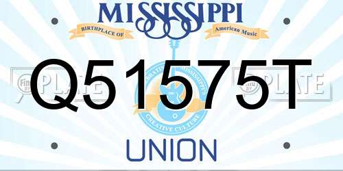 Q51575T Mississippi License Plate