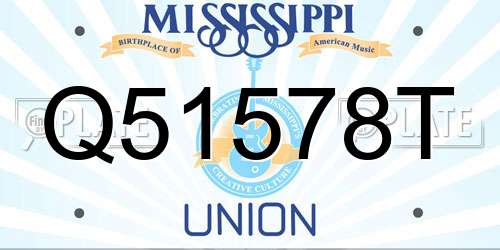 Q51578T Mississippi License Plate