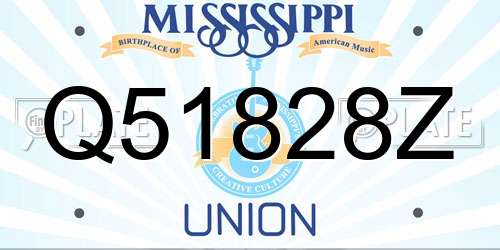 Q51828Z Mississippi License Plate