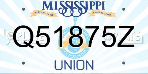 Q51875Z Mississippi License Plate