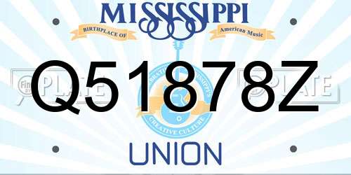 Q51878Z Mississippi License Plate