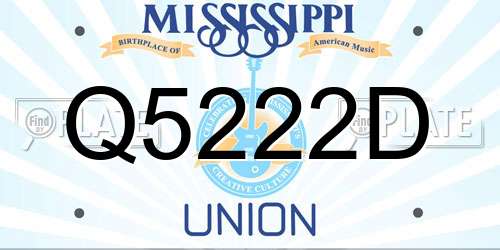Q5222D Mississippi License Plate