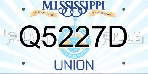 Q5227D Mississippi License Plate