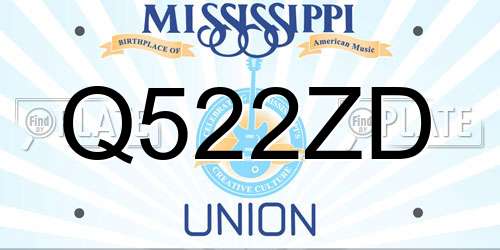 Q522ZD Mississippi License Plate