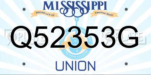 Q52353G Mississippi License Plate