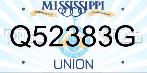 Q52383G Mississippi License Plate