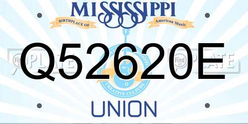 Q52620E Mississippi License Plate