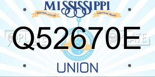 Q52670E Mississippi License Plate