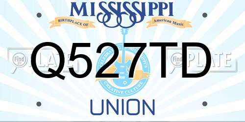 Q527TD Mississippi License Plate
