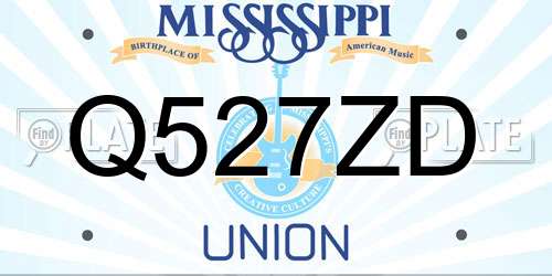Q527ZD Mississippi License Plate