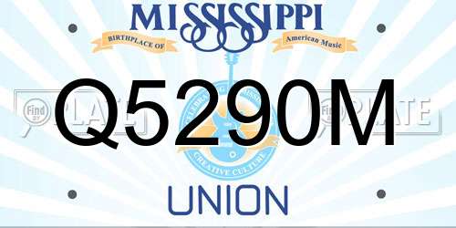Q5290M Mississippi License Plate