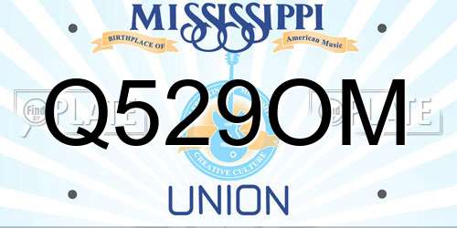 Q529OM Mississippi License Plate