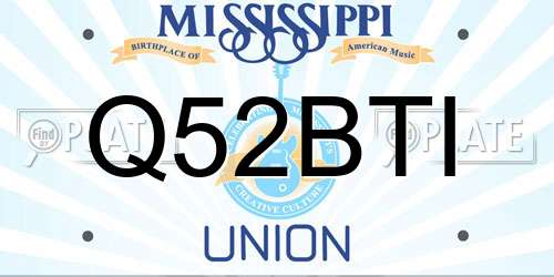 Q52BTI Mississippi License Plate