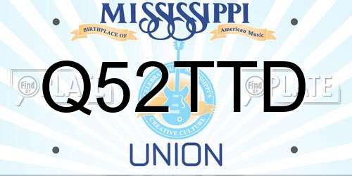 Q52TTD Mississippi License Plate