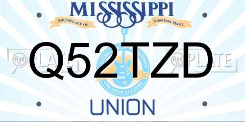 Q52TZD Mississippi License Plate
