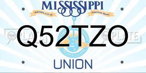 Q52TZO Mississippi License Plate