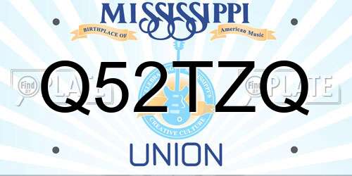 Q52TZQ Mississippi License Plate