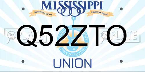 Q52ZTO Mississippi License Plate