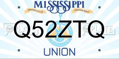 Q52ZTQ Mississippi License Plate