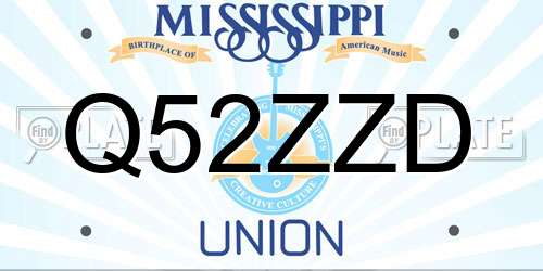 Q52ZZD Mississippi License Plate
