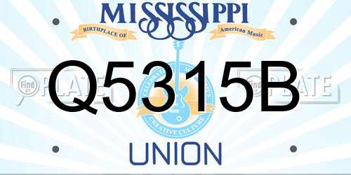 Q5315B Mississippi License Plate