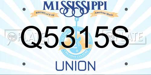 Q5315S Mississippi License Plate