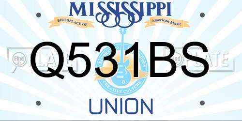 Q531BS Mississippi License Plate