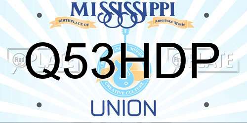 Q53HDP Mississippi License Plate