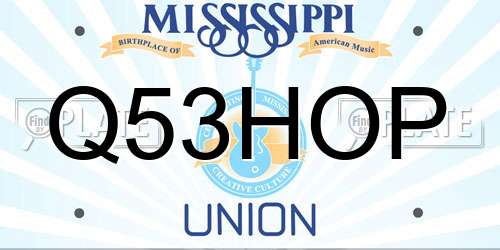 Q53HOP Mississippi License Plate