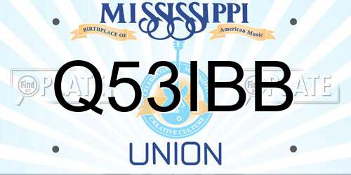 Q53IBB Mississippi License Plate
