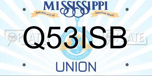 Q53ISB Mississippi License Plate