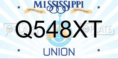 Q548XT Mississippi License Plate