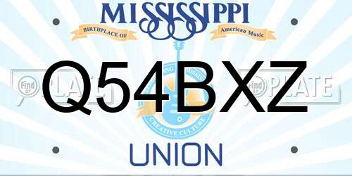 Q54BXZ Mississippi License Plate