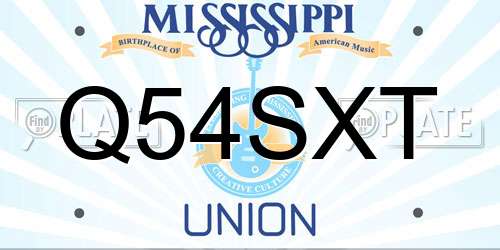 Q54SXT Mississippi License Plate