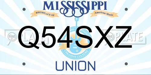 Q54SXZ Mississippi License Plate
