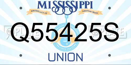 Q55425S Mississippi License Plate