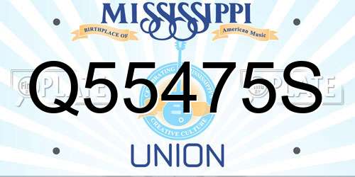 Q55475S Mississippi License Plate