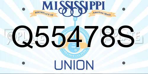 Q55478S Mississippi License Plate